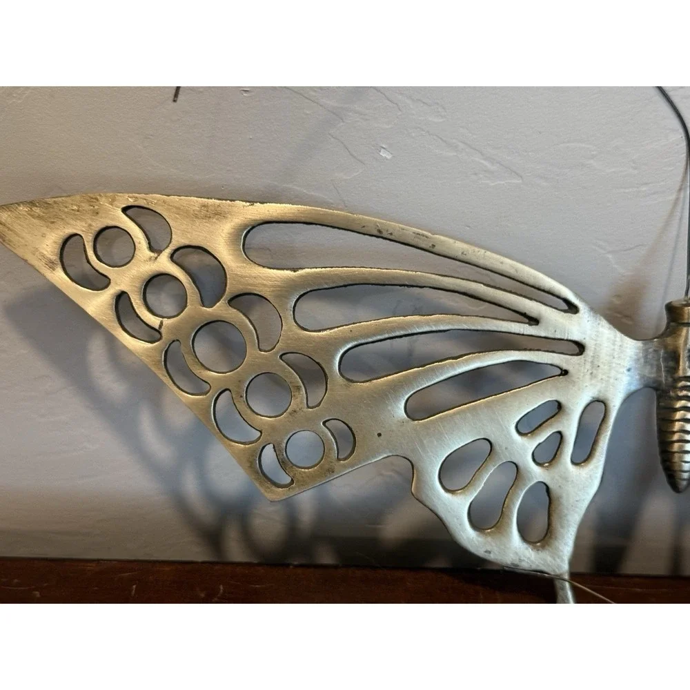Lot Of 2 Vintage Brass Butterflies Wall Hanging Bendable antenna Garden‎ Art